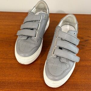 Ami Men's Grey Leather Velcro Strap Sneakers